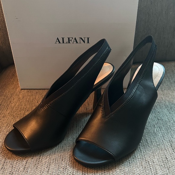 Alfani Sling Back Open Toe Black Sandals Size 8.5 New In Box - Picture 3 of 8